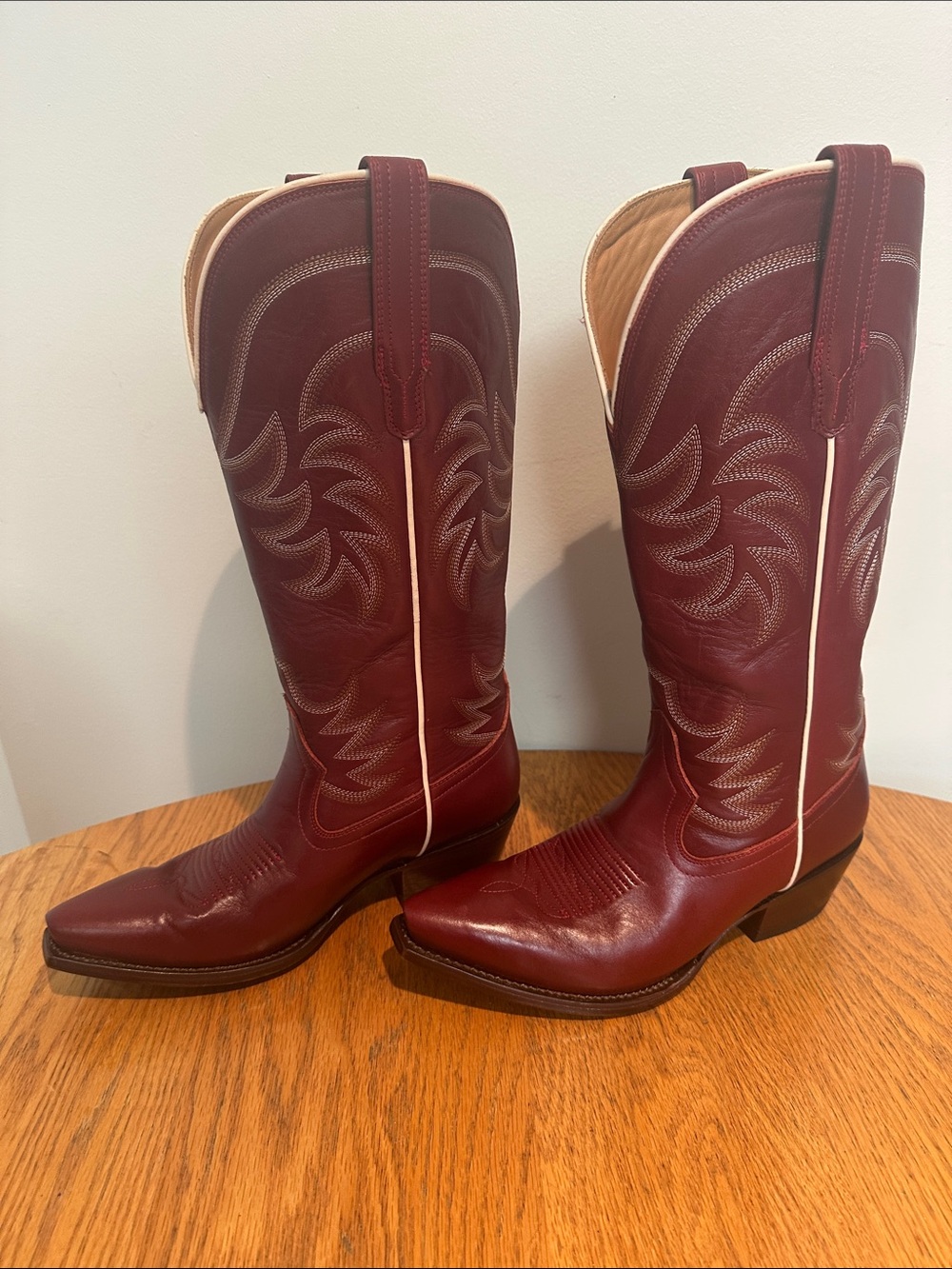 Tecovas—The Annie Wide-Calf Women’s Burgundy Leather Western Cowboy Boots - - Picture 2 of 7